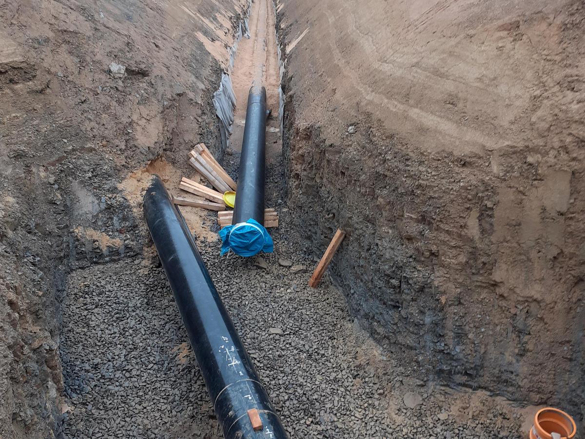 Hier sieht man die Umverlegung der Fernwasserleitung.