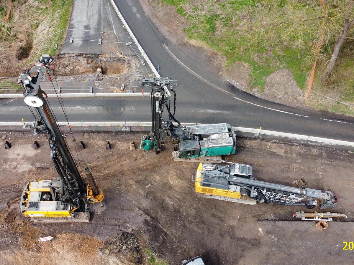 Man erkennt auf dem Bild die Verbauarbeiten am Bauwerk 7.