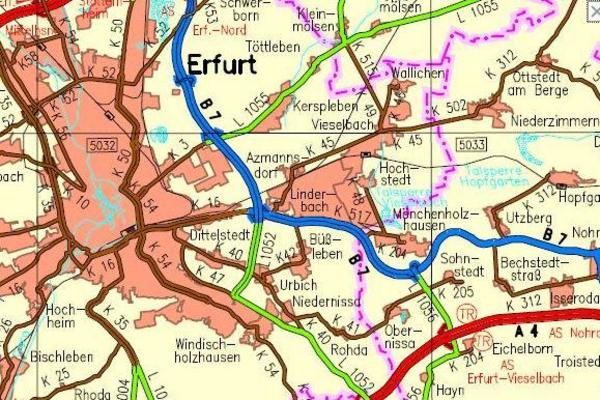 Auf dem Bild ist eine Straßenkarte zu sehen.