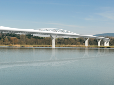 Es ist die neue Brücke über die Werra zu sehen.